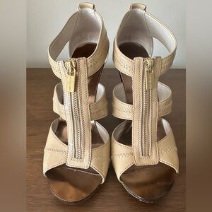 Michael Kors Berkley High Heels | Tan & Bronze | Front Zip Women's Gladiator 8 M